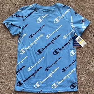 New Boys Champion T-shirt Blue Size Med